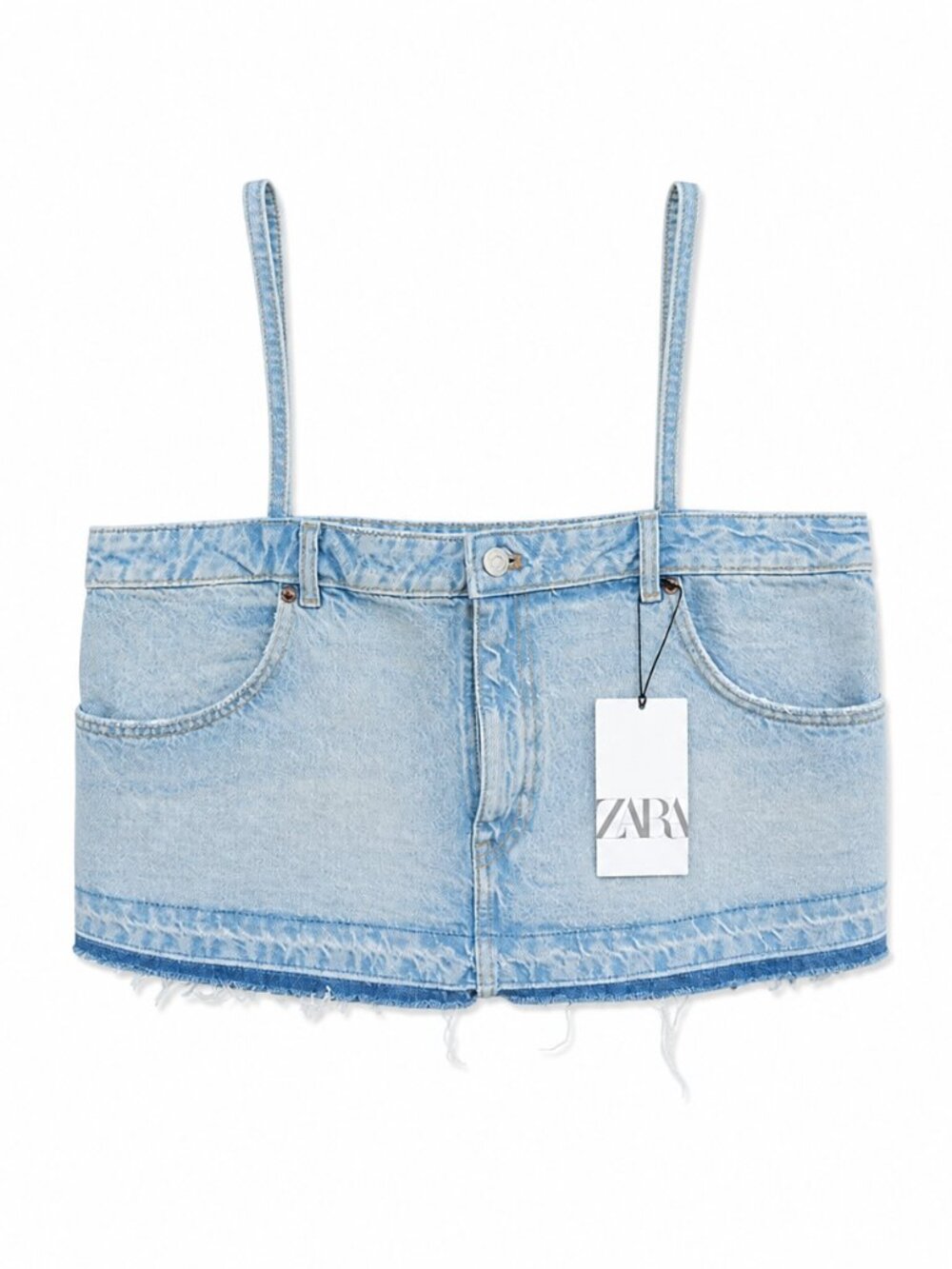 Zara Womens Denim Mini Skirt Cropped Top Size Large NWT
